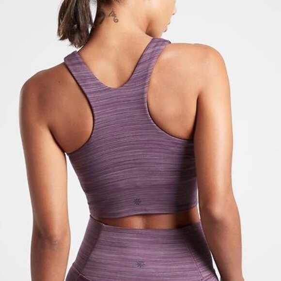 Athleta NWT Conscious Space Dye Crop Top D-DD Cups Racerback Purple Built-in Bra - Picture 2 of 10